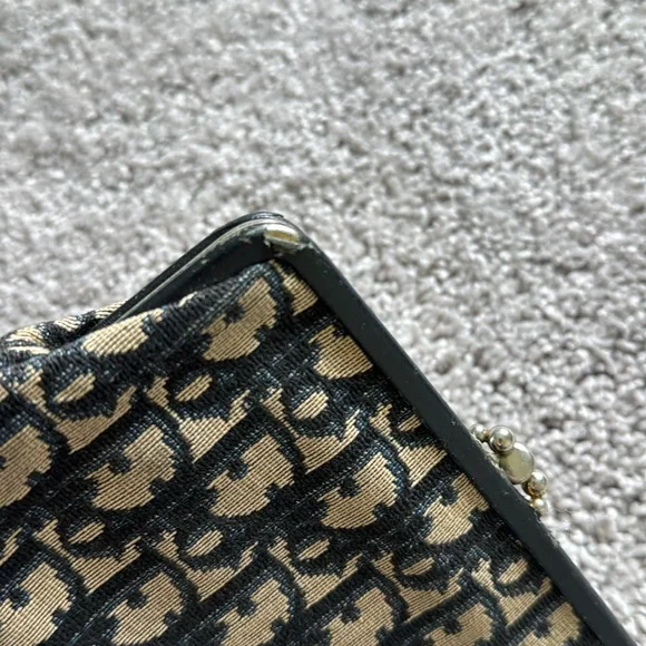 Vintage Dior Black and Cream Canvas Monogram Pouch Clutch - Picture 3 of 8
